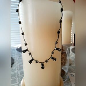 Minimalist Black and Silver Necklace with Dainty Pendants